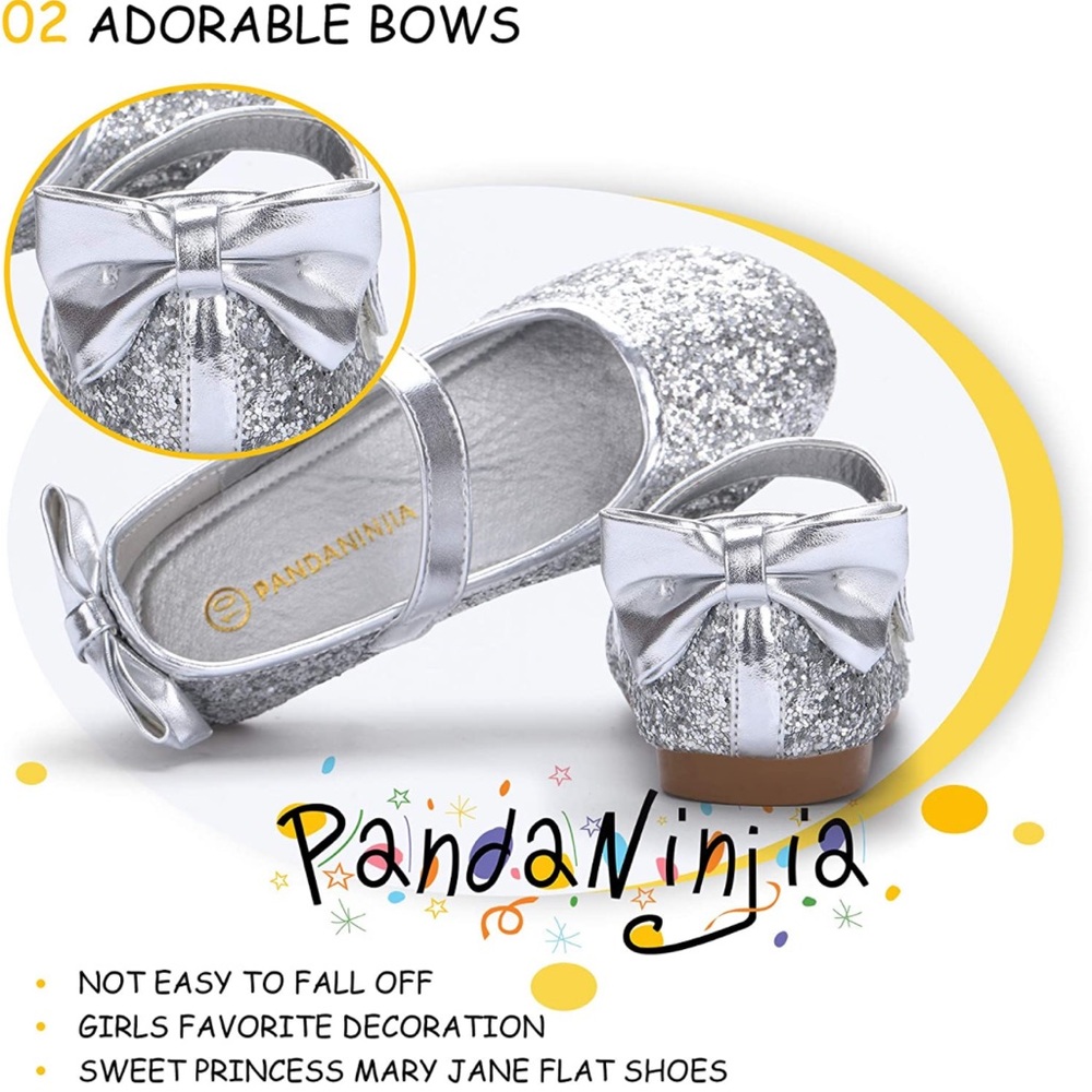 7 Toddler , Ag Silver Sequin Ballet Flats Bow Kids